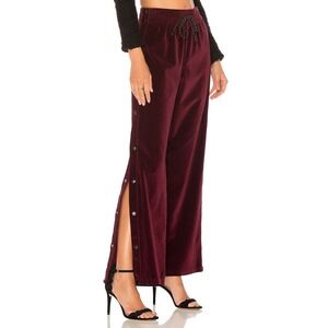 HUDSON Aria Track Pant Lavish Burgundy Velvet Snap Button Side XS Y2k Streetwear